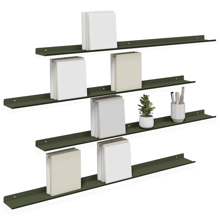 Raft de perete cu raft 4 pcs Verde măsliniu 100 x 9 x 2,5 cm - WALTI WALTI