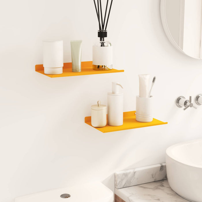 Raft de perete cu raft 2 pcs Galben muștar 30 x 18 x 2,5 cm - WALTI WALTI