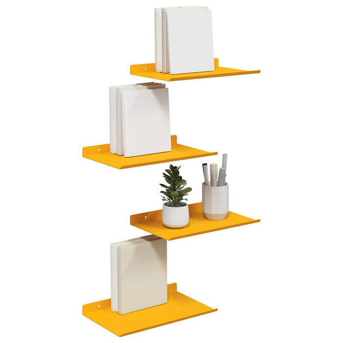 Raft de perete cu raft 4 pcs Galben muștar 30 x 18 x 2,5 cm - WALTI WALTI