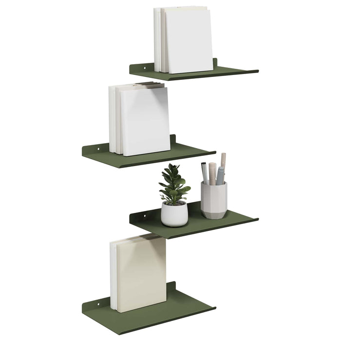 Raft de perete cu raft 4 pcs Verde măsliniu 30 x 18 x 2,5 cm - WALTI WALTI