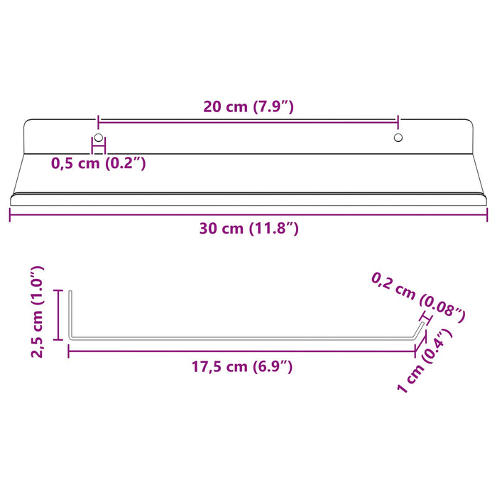 Raft de perete cu raft 4 pcs Verde măsliniu 30 x 18 x 2,5 cm - WALTI WALTI