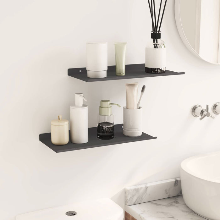 Raft de perete cu raft Pe perete 2 pcs Negru 40 x 18 x 2,5 cm - WALTI WALTI