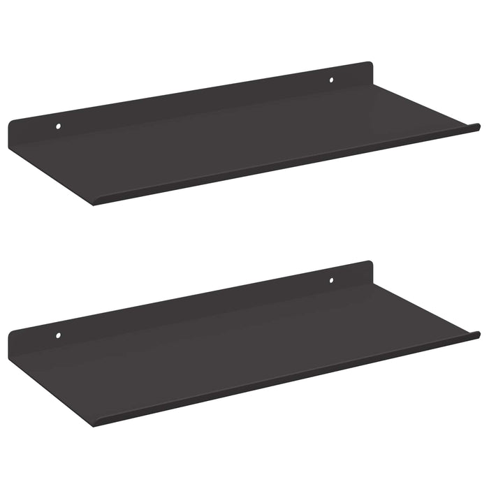 Raft de perete cu raft Pe perete 2 pcs Negru 40 x 18 x 2,5 cm - WALTI WALTI