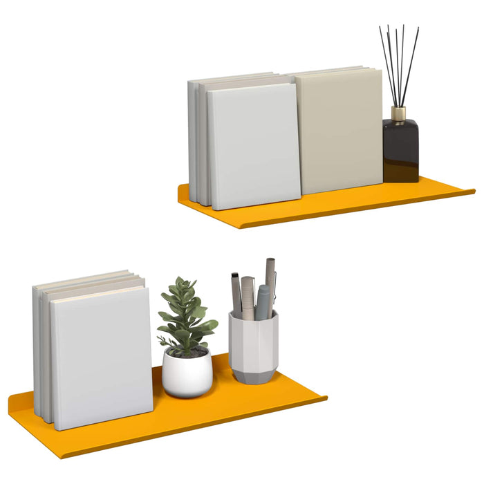 Raft de perete cu raft 2 pcs Galben muștar 40 x 18 x 2,5 cm - WALTI WALTI