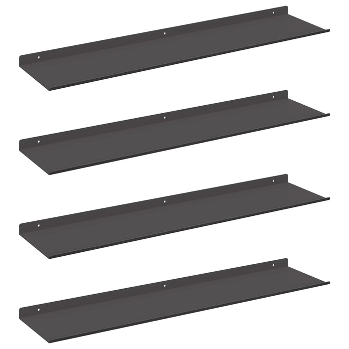 Raft de perete cu raft Pe perete 4 pcs Negru 80 x 18 x 2,5 cm - WALTI WALTI