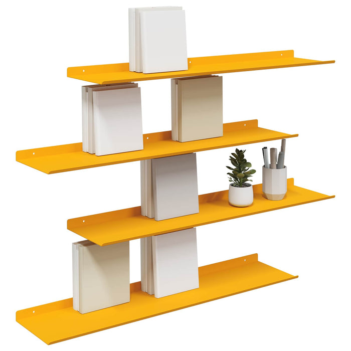 Raft de perete cu raft 4 pcs Galben muștar 80 x 18 x 2,5 cm - WALTI WALTI