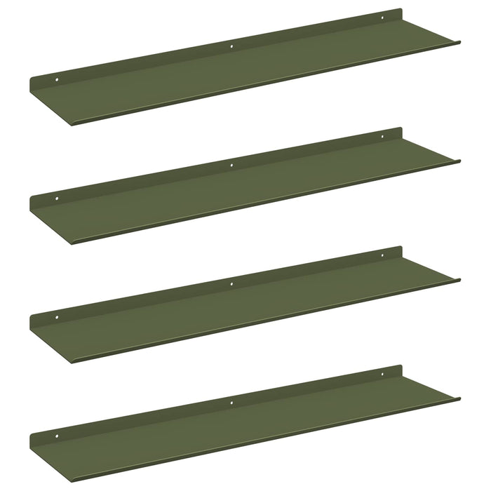 Raft de perete cu raft 4 pcs Verde măsliniu 80 x 18 x 2,5 cm - WALTI WALTI