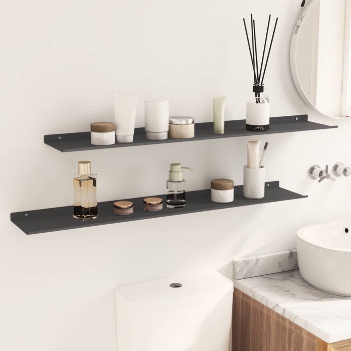 Raft suspendat Pe perete 2 pcs Negru 100 x 18 x 2,5 cm Oțel WALTI