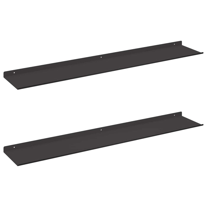 Raft suspendat Pe perete 2 pcs Negru 100 x 18 x 2,5 cm Oțel WALTI