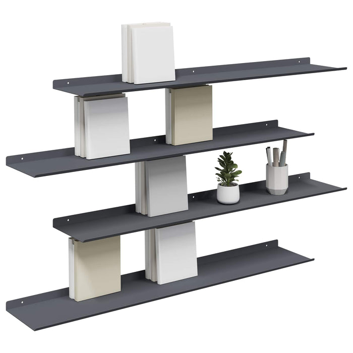 Raft de perete cu raft 4 pcs Antracit 100 x 18 x 2,5 cm - WALTI WALTI