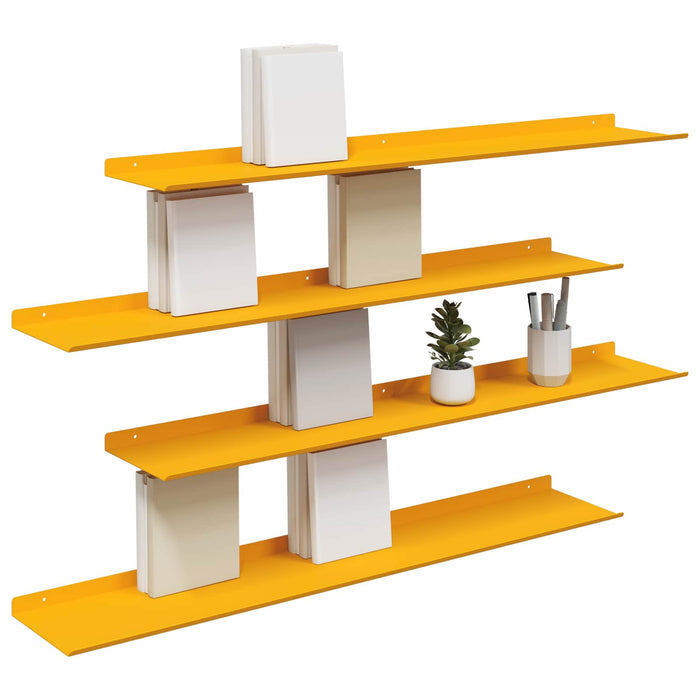 Raft de perete cu raft 4 pcs Galben muștar 100 x 18 x 2,5 cm - WALTI WALTI