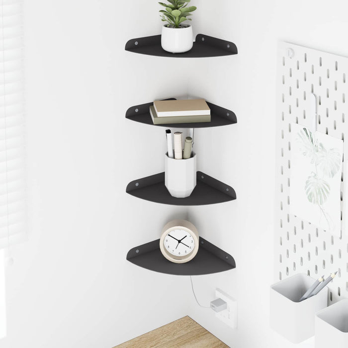 Raft suspendat cu raft cu depozitare 4 pcs Negru 18 x 18 x 2 cm - WALTI WALTI