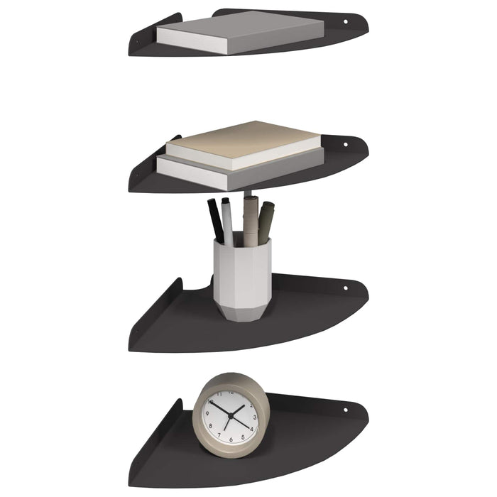 Raft suspendat cu raft cu depozitare 4 pcs Negru 24 x 24 x 2 cm - WALTI WALTI