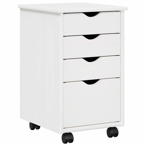 Cabinet mobil cu roata Alb 34 x 39 x 56 cm Lemn de pin masiv - WALTI WALTI