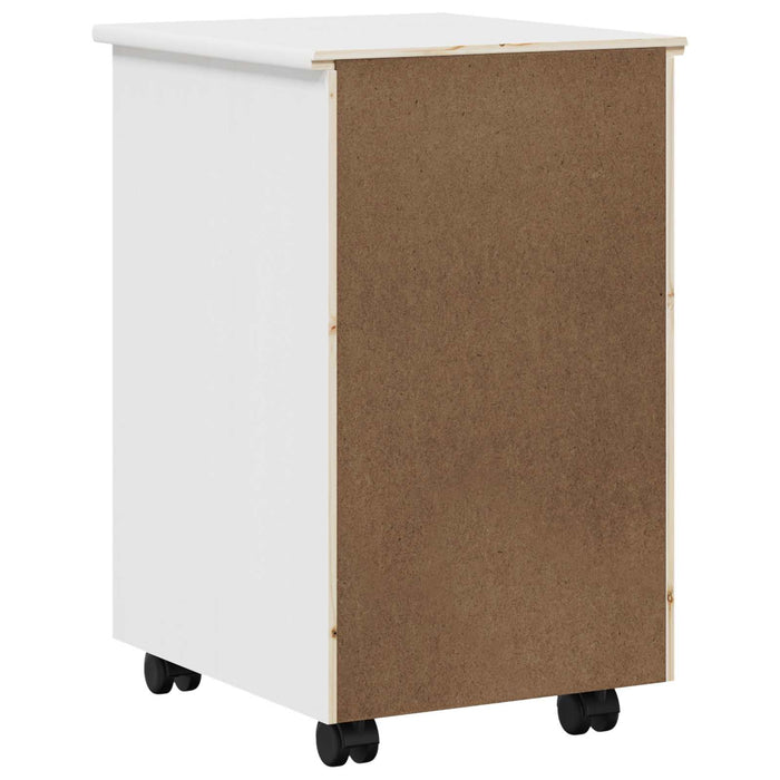 Cabinet mobil cu roata Alb 34 x 39 x 56 cm Lemn de pin masiv - WALTI WALTI