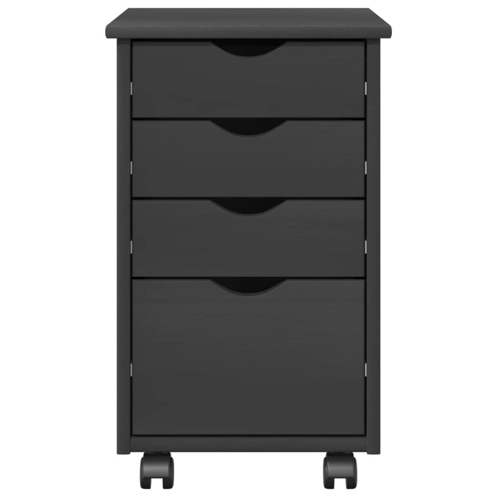 Cabinet mobil cu roata Gri 34 x 39 x 56 cm Lemn de pin masiv - WALTI WALTI