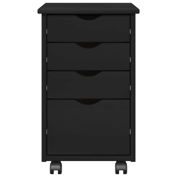 Cabinet mobil cu roata Negru 34 x 39 x 56 cm Lemn de pin masiv - WALTI WALTI