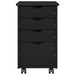 Cabinet mobil cu roata Negru 34 x 39 x 56 cm Lemn de pin masiv - WALTI WALTI