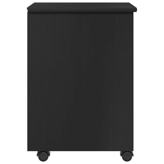 Cabinet mobil cu roata Negru 34 x 39 x 56 cm Lemn de pin masiv - WALTI WALTI