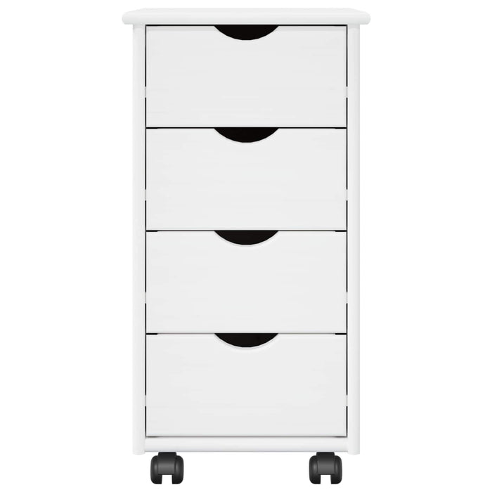 Cabinet mobil cu roata Alb 34 x 39 x 65,5 cm Lemn de pin masiv - WALTI WALTI