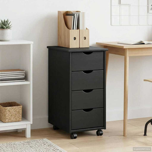 Cabinet mobil cu roata Gri 34 x 39 x 65,5 cm Lemn de pin masiv - WALTI WALTI