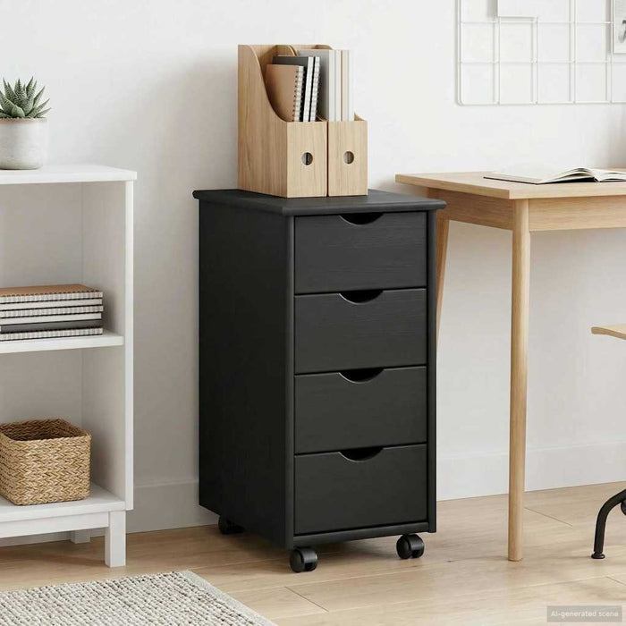 Cabinet mobil cu roata Gri 34 x 39 x 65,5 cm Lemn de pin masiv - WALTI WALTI