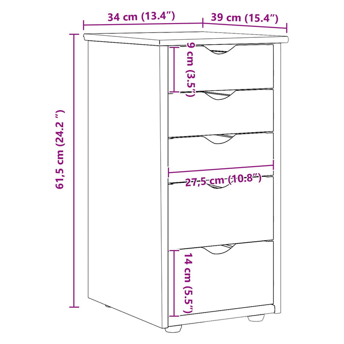 Dulap Gri 34 x 39 x 61,5 cm Lemn de pin masiv - WALTI WALTI