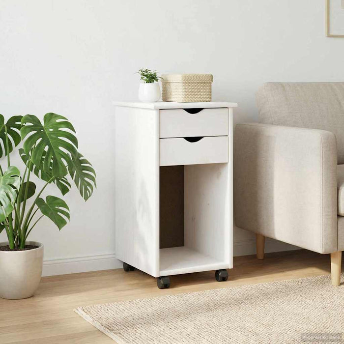 Cabinet mobil cu roata Alb 34 x 39 x 65,5 cm Lemn masiv de pin - WALTI WALTI