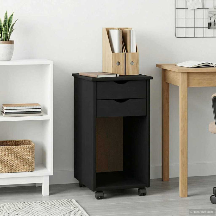 Cabinet mobil Negru 34 x 39 x 65,5 cm Lemn masiv de pin - WALTI WALTI