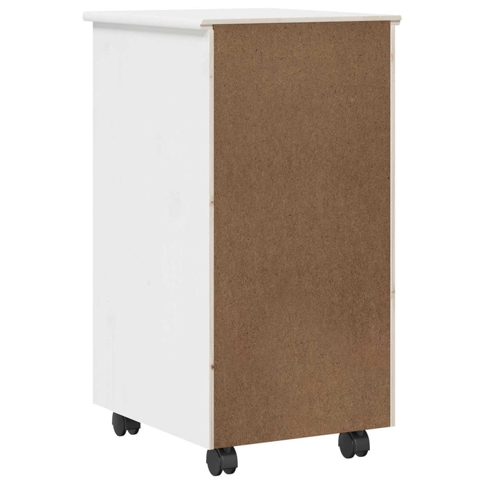 Cabinet mobil cu roata Alb 34 x 39 x 65,5 cm Lemn de pin masiv - WALTI WALTI