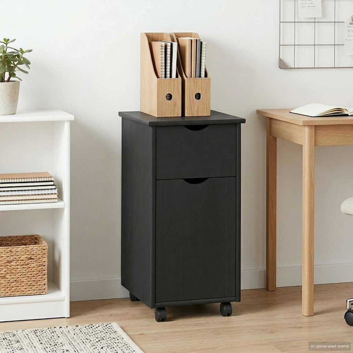 Cabinet mobil cu roata Gri 34 x 39 x 65,5 cm Lemn de pin masiv - WALTI WALTI