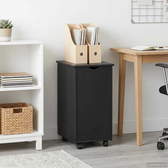 Cabinet mobil Negru 34 x 39 x 65,5 cm Lemn de pin masiv - WALTI WALTI