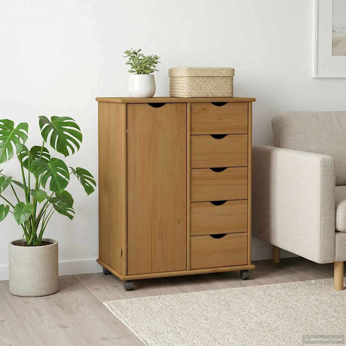 Cabinet mobil Maro miere 63,5 x 39 x 79 cm Lemn de pin masiv - WALTI WALTI