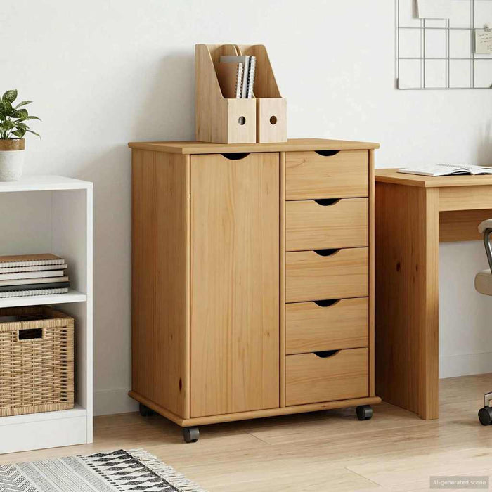 Cabinet mobil Maro miere 63,5 x 39 x 79 cm Lemn de pin masiv - WALTI WALTI