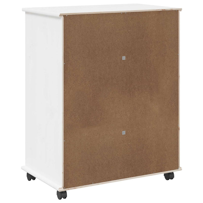 Cabinet mobil cu roata Alb 63,5 x 39 x 79 cm Lemn de pin masiv - WALTI WALTI