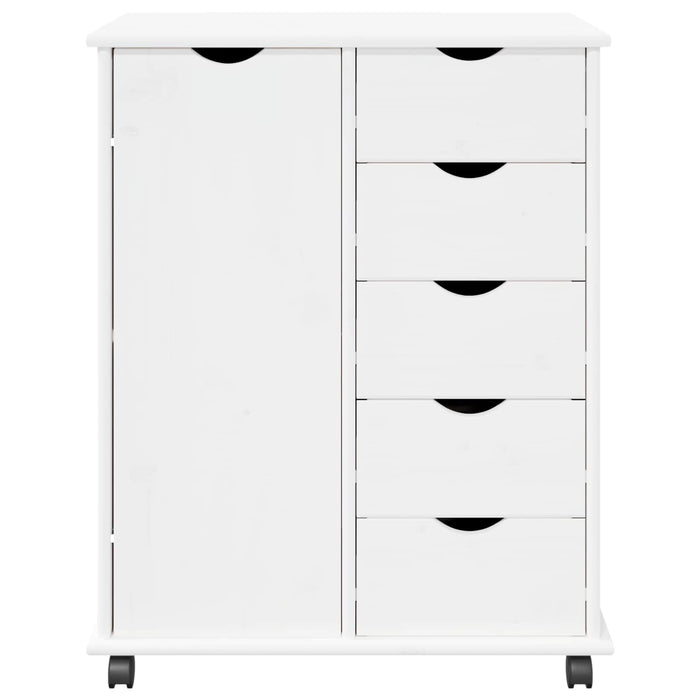 Cabinet mobil cu roata Alb 63,5 x 39 x 79 cm Lemn de pin masiv - WALTI WALTI