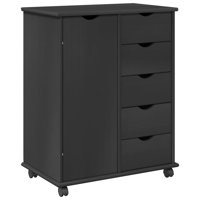 Cabinet mobil cu roata Gri 63,5 x 39 x 79 cm Lemn de pin masiv - WALTI WALTI