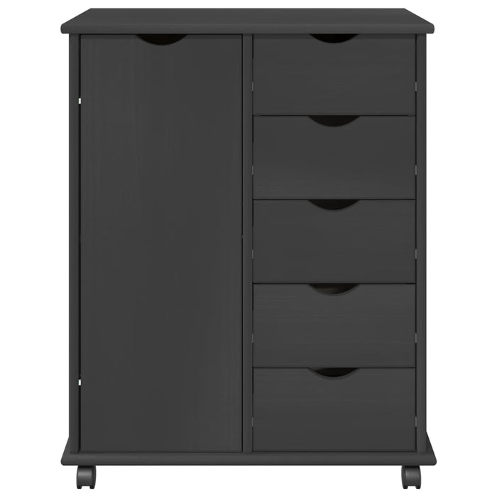 Cabinet mobil cu roata Gri 63,5 x 39 x 79 cm Lemn de pin masiv - WALTI WALTI