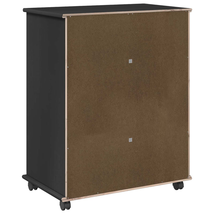 Cabinet mobil Negru 63,5 x 39 x 79 cm Lemn de pin masiv - WALTI WALTI