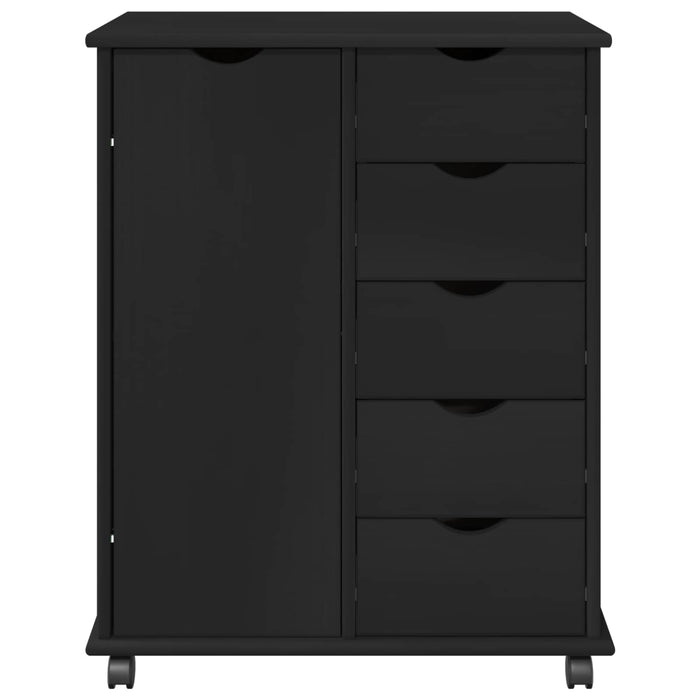 Cabinet mobil Negru 63,5 x 39 x 79 cm Lemn de pin masiv - WALTI WALTI