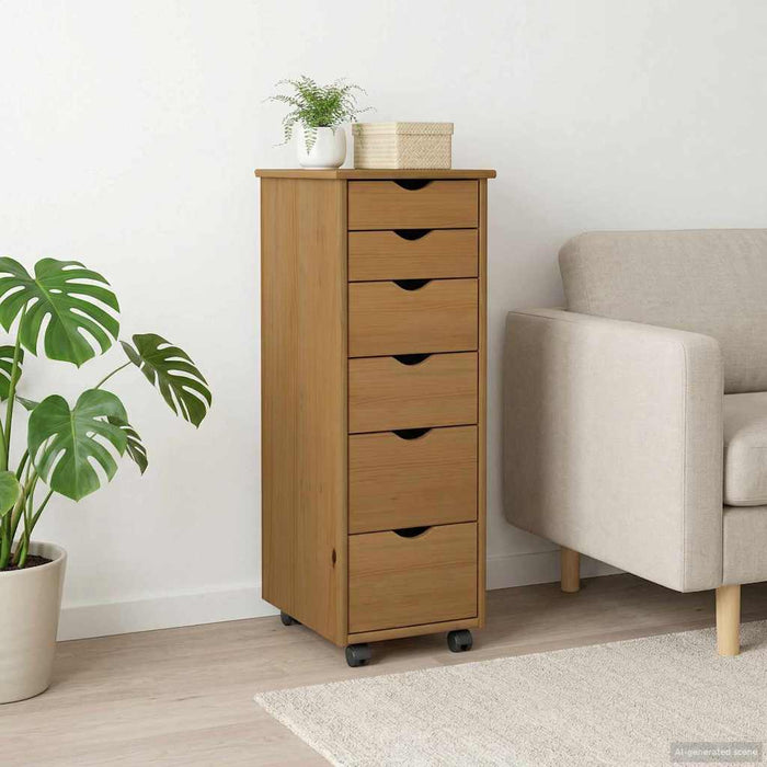 Cabinet mobil Maro miere 34 x 39 x 93,5 cm Lemn de pin masiv - WALTI WALTI
