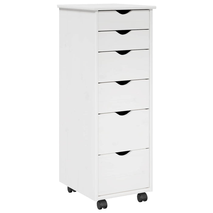 Cabinet mobil cu roata Alb 34 x 39 x 93,5 cm Lemn de pin masiv - WALTI WALTI