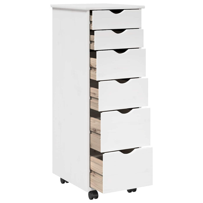 Cabinet mobil cu roata Alb 34 x 39 x 93,5 cm Lemn de pin masiv - WALTI WALTI