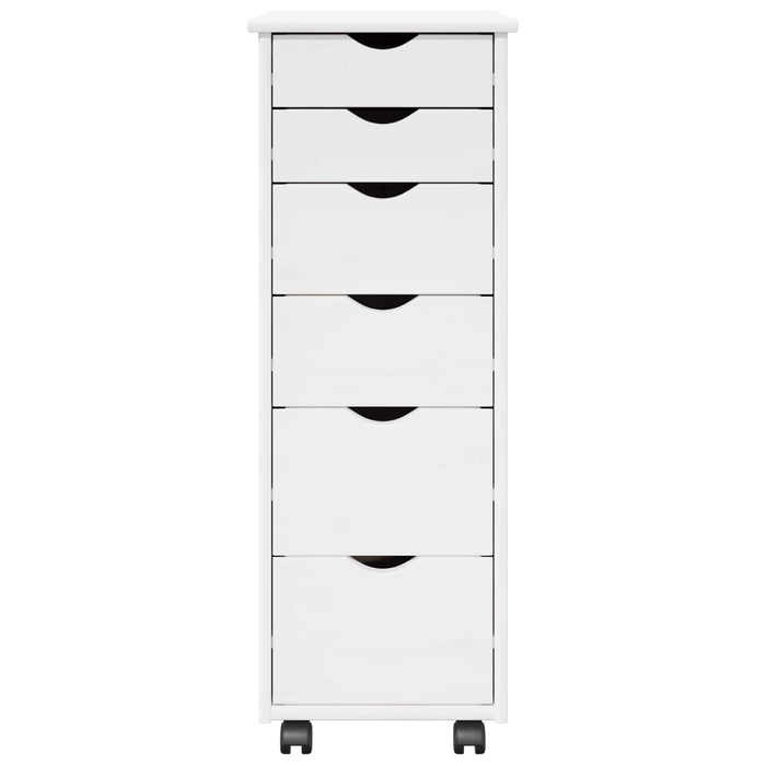 Cabinet mobil cu roata Alb 34 x 39 x 93,5 cm Lemn de pin masiv - WALTI WALTI