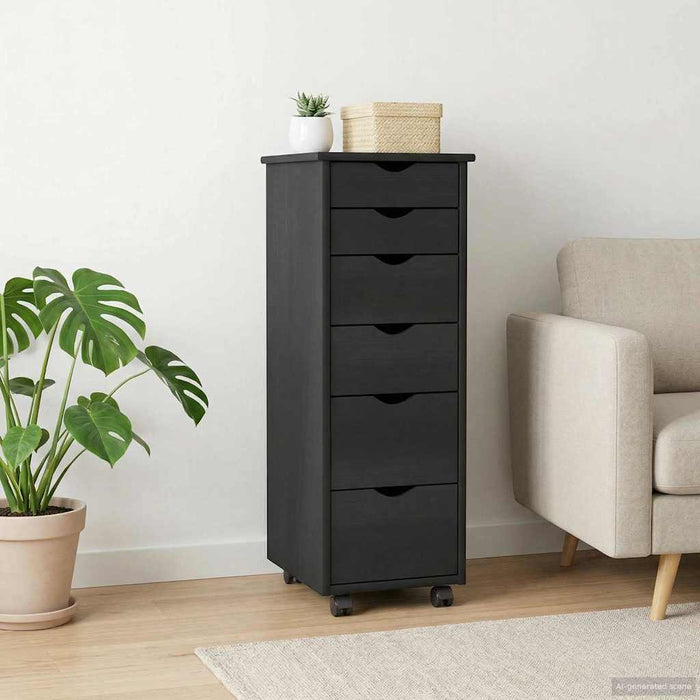 Cabinet mobil cu roata Gri 34 x 39 x 93,5 cm Lemn de pin masiv - WALTI WALTI
