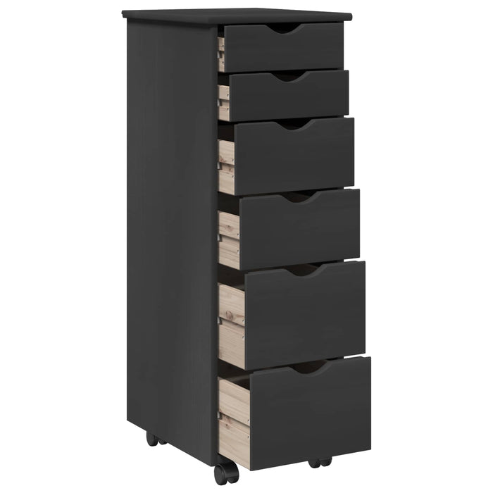 Cabinet mobil cu roata Gri 34 x 39 x 93,5 cm Lemn de pin masiv - WALTI WALTI