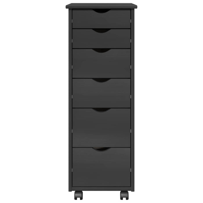Cabinet mobil cu roata Gri 34 x 39 x 93,5 cm Lemn de pin masiv - WALTI WALTI