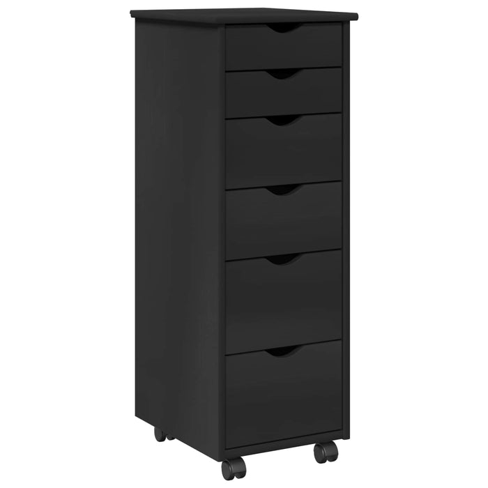Cabinet mobil Negru 34 x 39 x 93,5 cm Lemn de pin masiv - WALTI WALTI
