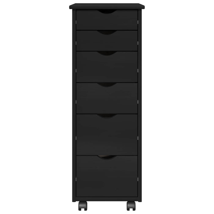 Cabinet mobil Negru 34 x 39 x 93,5 cm Lemn de pin masiv - WALTI WALTI
