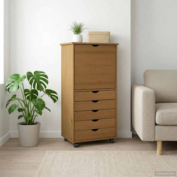 Cabinet mobil Maro miere 53 x 39 x 103 cm Lemn de pin masiv - WALTI WALTI
